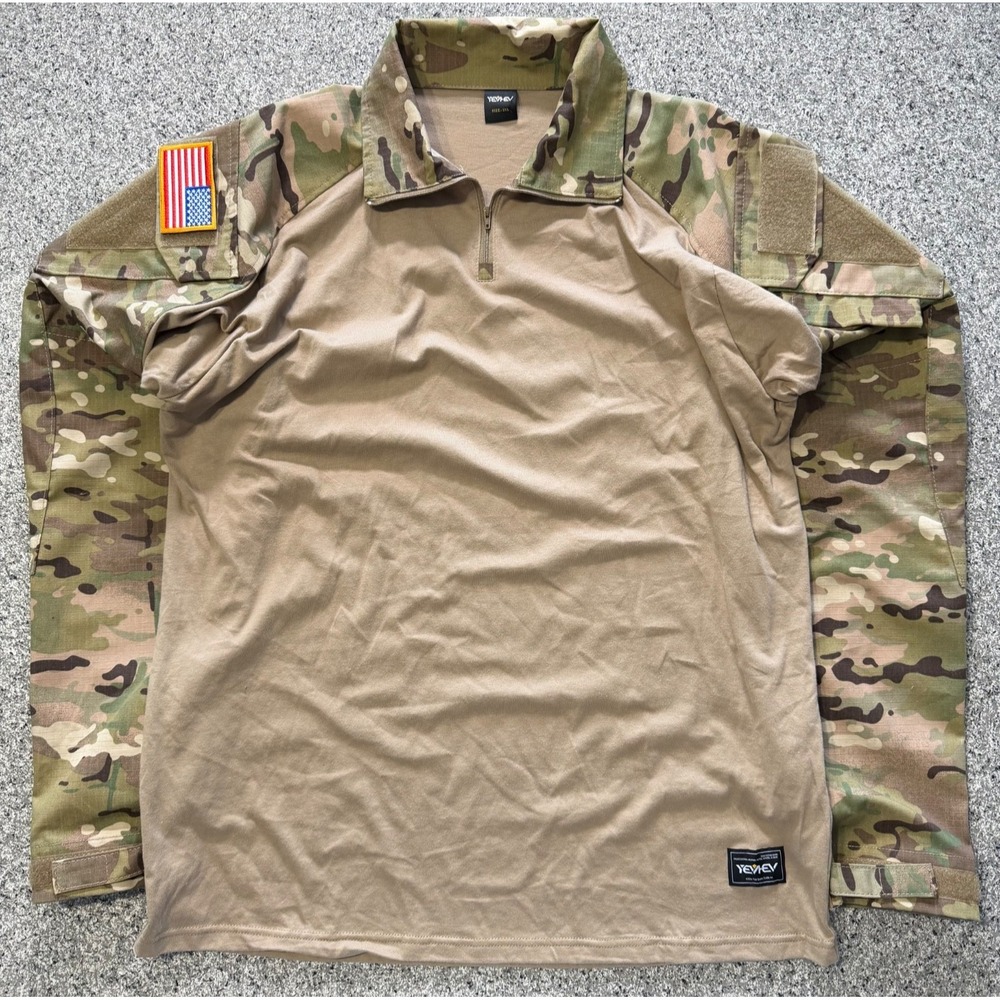Yevhev G3 Combat Shirt Mens 3XL 1/4 Zip Collar Camo Tactical Hunting Paintball